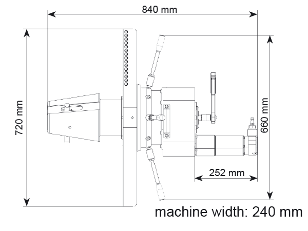 Abmessungen Rohranfasmaschine MF6i-50