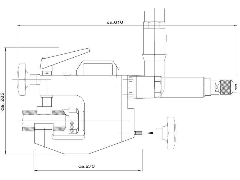 Abmessungen Rohrfräsmaschine MF3-25 XL